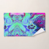 レトロサイケデリックグリーンとブルーのハイビスカスフラワー バスタオルセット (ハンドタオル)