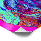 レトロサイケデリックグリーンとブルーのハイビスカスフラワー ポスター (コーナー)