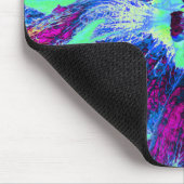 レトロサイケデリックグリーンとブルーのハイビスカスフラワー マウスパッド (コーナー)