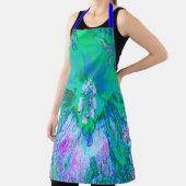 レトロサイケデリックグリーンとホットピンクのハイビスカス エプロン (インサイチュ)