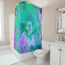 レトロサイケデリックグリーンとホットピンクのハイビスカス