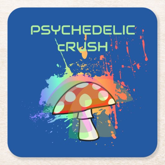 レトロサイケデリックパーティー1969年みたいな！ スクエアペーパーコースター (正面)
