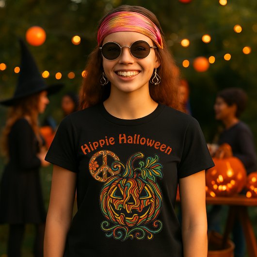 レトロサイケデリックヒッパイハロウィーンジャックO' Lantern Tシャツ