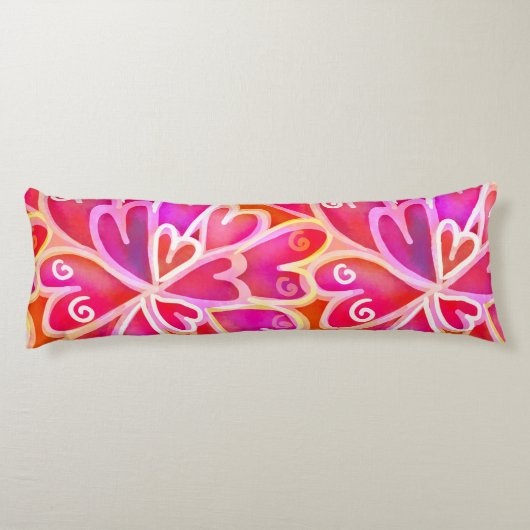 レトロサイケデリックピンクパープルハートカッコいい寝具 ボディピロー (裏面)