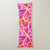 レトロサイケデリックピンクパープルハートカッコいい寝具 ボディピロー (裏面 (縦))