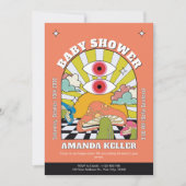 レトロサイケデリックベビーシャワー招待状 招待状 (正面)