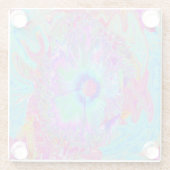 レトロサイケデリックレインボーブルーハイビスカス ガラスコースター (裏面)