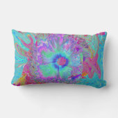 レトロサイケデリックレインボーブルーハイビスカス ランバークッション (裏面)