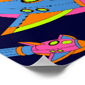 レトロサイケデリックロケット宇宙 ポスター (角)