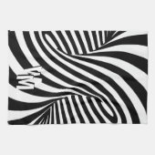 レトロサイケデリック白黒パターンイニシャル キッチンタオル (横)