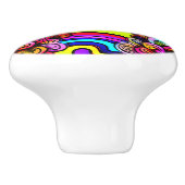 レトロサイケデリック花ハートカラフル セラミックノブ (側面)