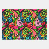 レトロサイケデリック60sパターンおもしろい&カラフル ラッピングペーパーシート (正面2)