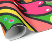 レトロサイケデリック60sパターンおもしろい&カラフル ラッピングペーパー (ロールコーナー)