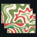 レトロサイケデリック60s 70s Groovy Christmas ラッピングペーパーシート<br><div class="desc">非常にレトロなトリップ（幻覚体験）のようなクリスマスのための60s 70s抽象芸術パターン。グルービーだが味がある。ヴィンテージモダンと赤、緑、クリーム。Kierkegaardデザインスタジオ。</div>