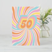 レトロサイコカラフルブギー女子50歳の誕生日 招待状 (スタンド正面)