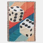 レトロサイコロウォールアートトレンディープリント感じズラッキー スローブランケット (正面縦)