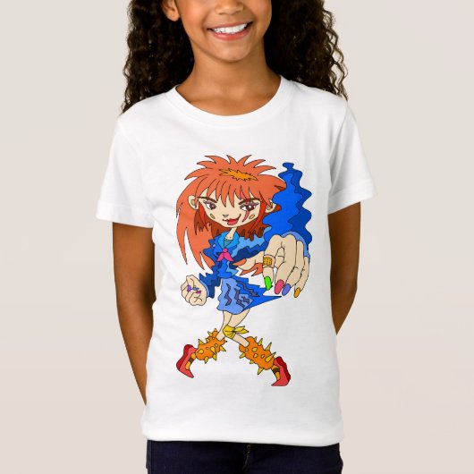 レトロサイバーパンクの少女 Tシャツ (正面)