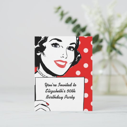 レトロサイン付き誕生日 招待状 (スタンド正面)