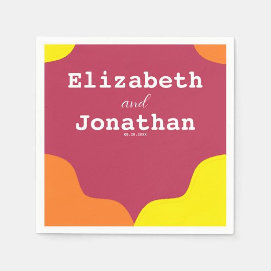 レトロサウスウェスタン結婚サンライズ スタンダードカクテルナプキン (正面)