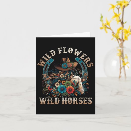 レトロサザンサンセット女性のカーボーイワイルドフラワーズワイルド カード (黄色い花)