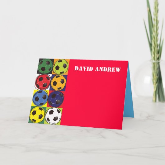 レトロサッカーをテーマにしたサンキューカード ノートカード (正面)