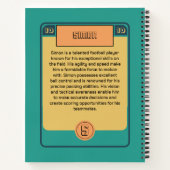 レトロサッカーサッカーカードインスパイアグリーン ノートブック (裏面)