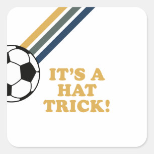 レトロサッカーハットトリック3歳の誕生日 スクエアシール
