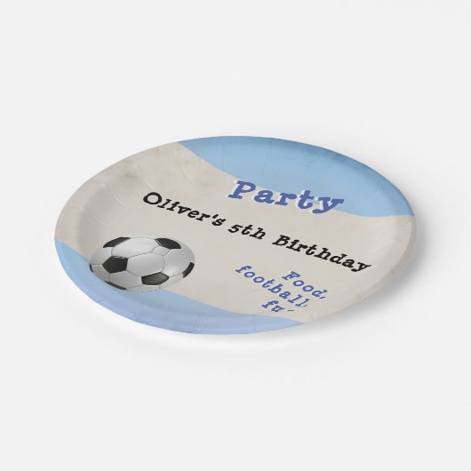 レトロサッカーボールスポーツをテーマにしたカスタム ペーパープレート (アングル)