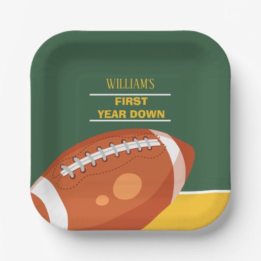 レトロサッカー初年ダウン誕生日 ペーパープレート (正面)