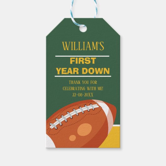 レトロサッカー最初の年ダウンありがとう好意 ギフトタグ (正面)