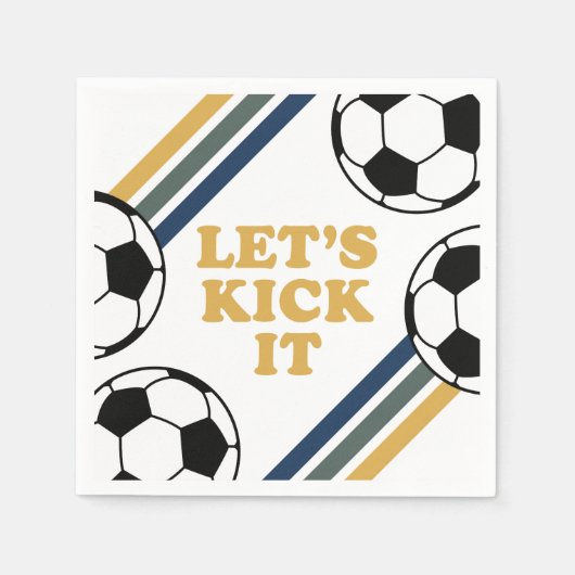 レトロサッカー誕生日 スタンダードカクテルナプキン (正面)