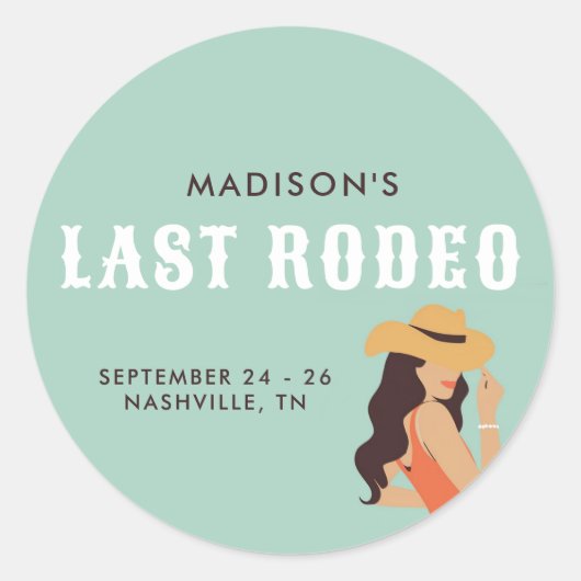 レトロサッシラストロデオピンクグリーンバチェロレッテ ラウンドシール (正面)