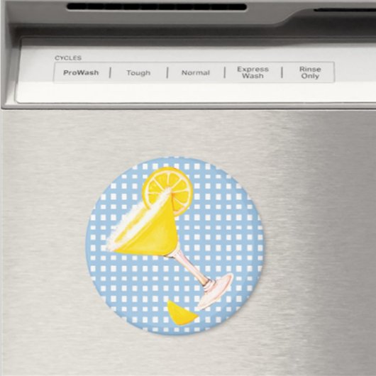 レトロサニーイエローレモンドロップブルーホワイトチェック マグネット