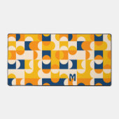 レトロサニーオレンジイエローブルーポップ・アートのアートパターン デスクマット (正面)