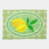 レトロサニーレモンイエロー春グリーン キッチンタオル (横)