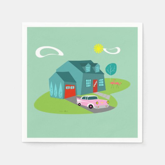 レトロサバーバンハウス紙ナプキンス スタンダードカクテルナプキン (正面)