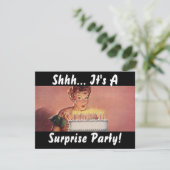 レトロサプライズパーティーガルの誕生日ケーキ招待状 招待状 (スタンド正面)