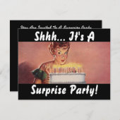 レトロサプライズパーティーガルの誕生日ケーキ招待状 招待状 (正面/裏面)