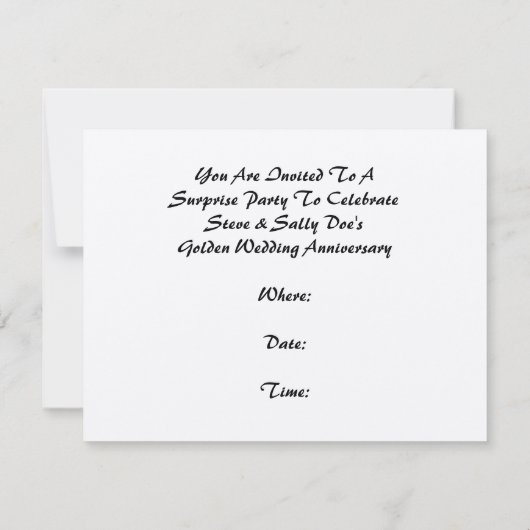 レトロサプライズパーティーゴールデンアニバーシャル招待状 招待状 (裏面)