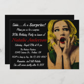 レトロサプライズ誕生日パーティーへの招待 招待状 (正面/裏面)
