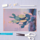 レトロサボテンの砂漠のアートワークのデコページ 薄葉紙 (クラフト)