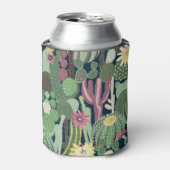 レトロサボテンデザイン：シームレスファブリックテクスチャ 缶クーラー (缶正面)