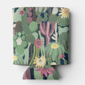 レトロサボテンデザイン：シームレスファブリックテクスチャ 缶クーラー (裏面)