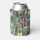 レトロサボテンデザイン：シームレスファブリックテクスチャ 缶クーラー (缶裏面)