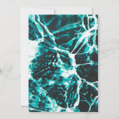 レトロサマーアクアティール(緑がかった色)ブルー海テーマ結婚ズ 招待状 (裏面)