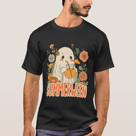 レトロサマーウィーン幽霊ボホーフローラサマーハロウィー Tシャツ (正面)