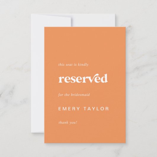 レトロサマーオレンジ結婚DIYの予約シートラベル 招待状 (正面)