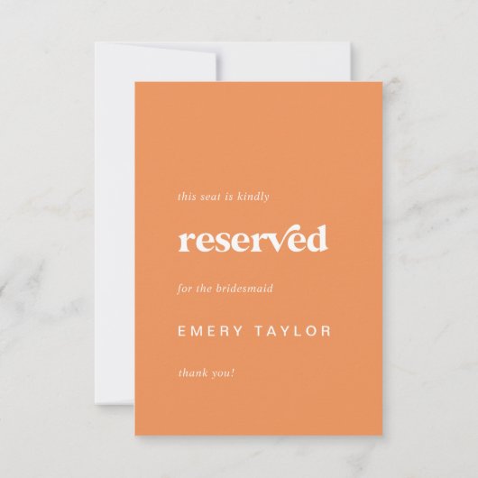 レトロサマーオレンジ結婚DIYの予約シートラベル 招待状 (裏面)