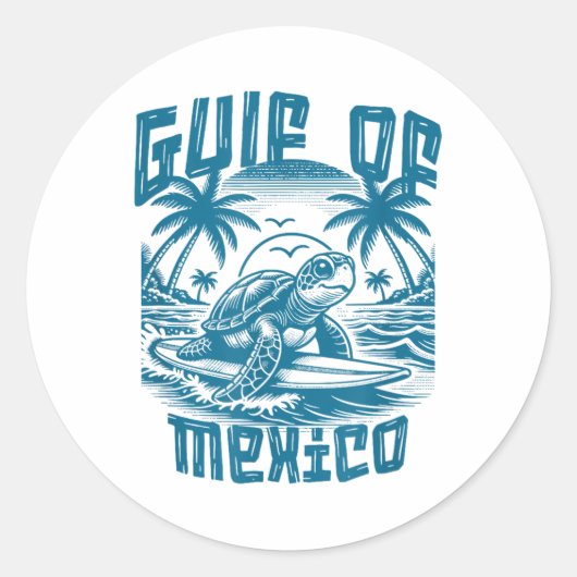 レトロサマーガルフオブメキシコフォーエバーカメビーチG ラウンドシール (正面)