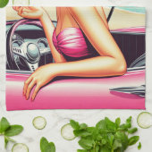 レトロサマーガール キッチンタオル (折り畳み)